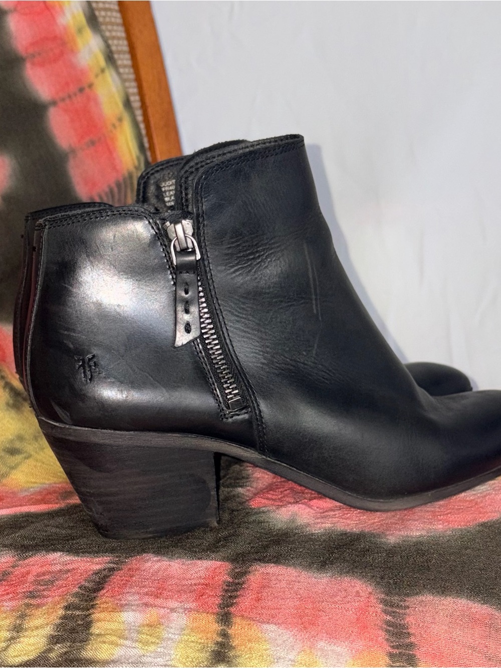Black Leather Ankle Boots with Side Zip